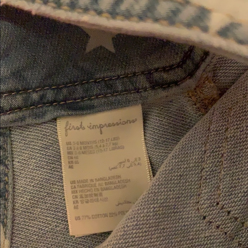 3/$15 FIRST IMPRESSIONS Denim Star Print Overalls - Picture 3 of 4